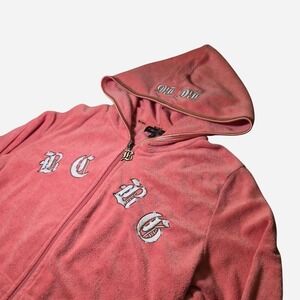 bcbg maxazria terry cloth zip hoodie in dusty coral pink